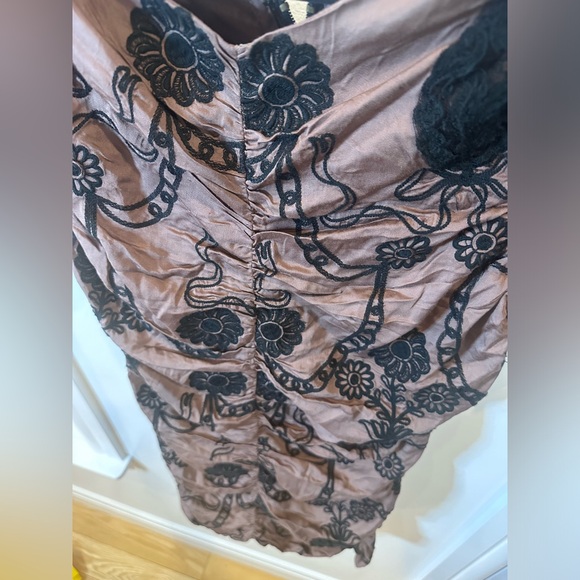 NWT Free People Elegant Black and Mauve Embroidered Floral Dress - Picture 8 of 15